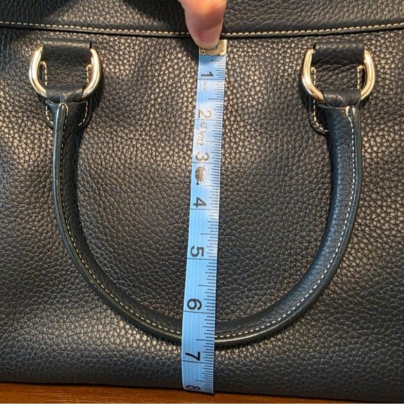 Dooney & Bourke Navy All-Weather Pebbled Leather Satchel With Adjustable Strap - Picture 4 of 13